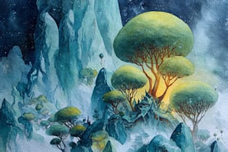 design watercolor conceptual fantasy landscape