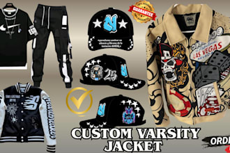 design unique varsity jacket, baseball jacket for your streetwear clothing
