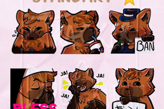 draw custom furry emotes for twitch and discord