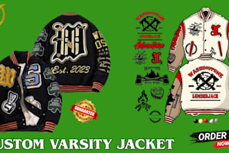 design unique streetwear varsity jacket, caot for your clothing brand, or merch