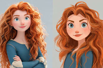 do cute disney cartoon portrait