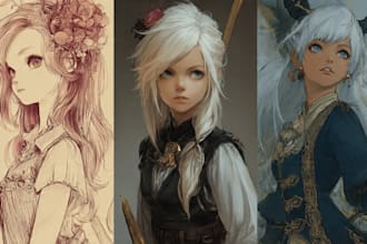 draw and anime or game character in anime style