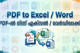 convert pdf to excel or word, english or malayalam