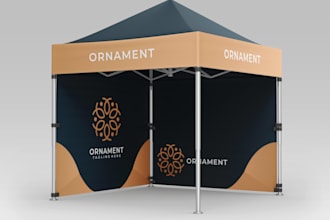 design a perfect canopy tent, feather flag, table cover