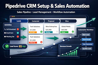 set up pipedrive CRM automation, sales pipeline, and lead management
