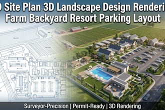 2d site plan 3d landscape design rendering farm backyard resort parking layout