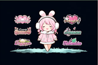 create a cute vtuber, twitch kawaii logo