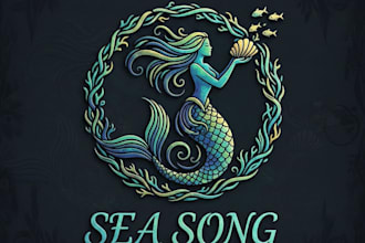 design a stunning and unique mermaid logo for your brand