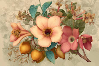 draw a realistic botanical art of your favorite flower