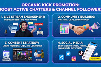 do organic kick promotion to grow active audience chatters, channel followers