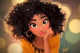 do cute disney cartoon portrait