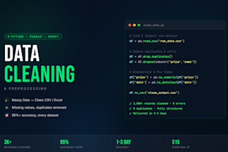 clean, preprocess, and analyze your data using python
