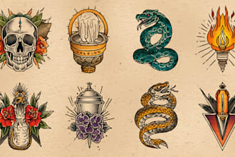 design custom old school traditional tattoo artwork