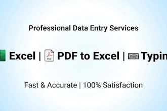 data entry, excel, PDF to excel, typing