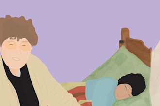 create a a minimalist flat color portrait illustration