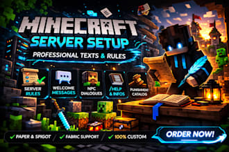 set up professional minecraft server texts and rules