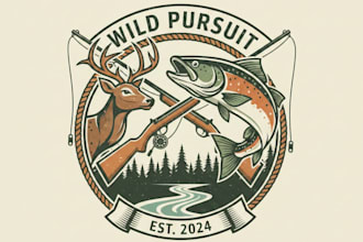 design a unique hunting and fishing logo for your brand