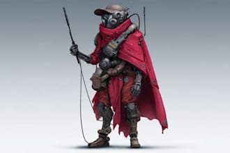 a sci fi character illustration or sci fi character