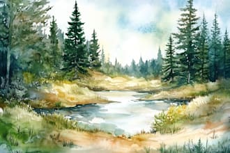 draw a watercolor landscape illustration