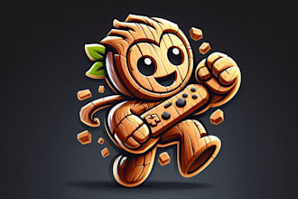make eye catchy wooden gaming mascot logo in express delivery