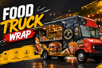create proffesional designs food truck wrap, food truck design, van wrap