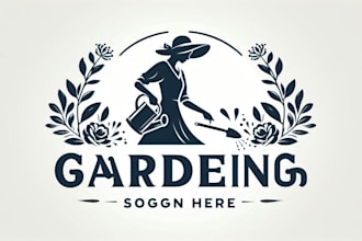 make your silhouette of a woman gardening logo in one day
