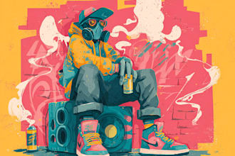 design vibrant graffiti style digital illustrations