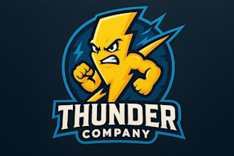create your creative thunder mascot logo within 12 hours
