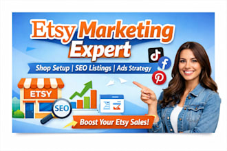 do etsy marketing for etsy shop set up, etsy seo listing, tiktok, facebook ads