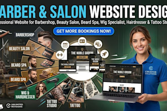 design barbershop website beauty salon beard spa wig hairdresser tattoo website