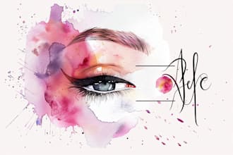 design watercolor signature eyelash and beauty salon logo