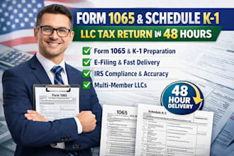 prepare form 1065 partnership tax return and schedule k1 for llc within 48 hours