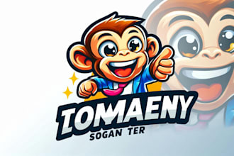 create monkey mascot logo, chibi animal for business