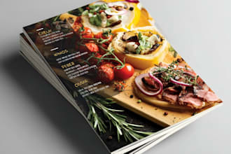 make a professional food flyer, food menu, and restaurant menu