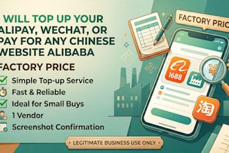 top up your alipay wechat or pay for any chinese website alibaba