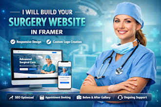 build a responsive surgery website in framer with logo design framer website