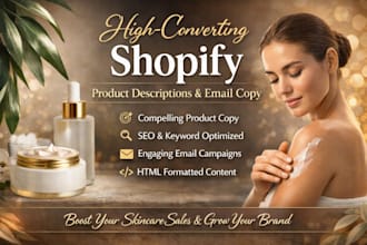 write shopify product descriptions and email copy