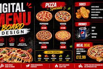 design modern digital menu board for restaurant tv screen fast food menu