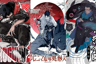 draw epic stunning anime manga webtoon comic light novel cover art pro