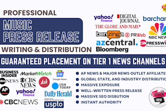 write music press release submit press release PR distribution top media outlets