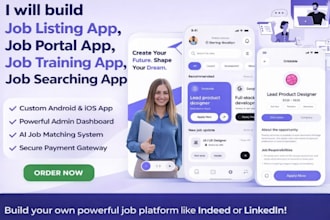 build job listing app, job portal app, job training app, job searching app