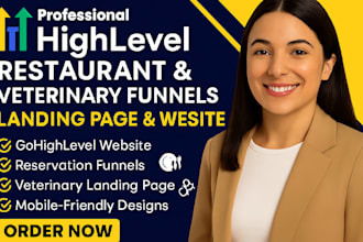 design gohighlevel restaurant reservation veterinary funnel website landing page