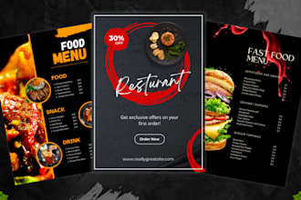 design a modern and professional restaurant digital menu