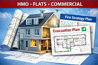 create UK fire strategy, evacuation plan and sprinkler layout drawings