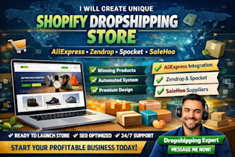 create unique shopify dropshipping store via aliexpress zendrop spocket salehoo
