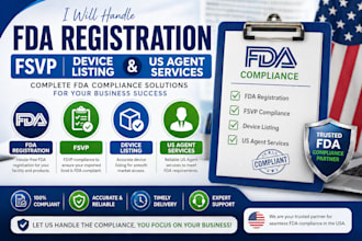 handle fda registration, fsvp, device listing, and US agent services