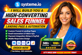 setup systeme io sales funnel, systeme io landing page, website and automation