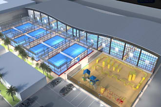 recreate padel courts club,layout plan,sport center,3d pickleball,tennis court