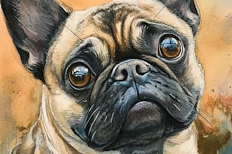draw your cute pet into cartoon portrait style