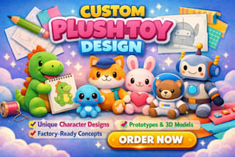 design unique plushie toy concepts for kids and brands